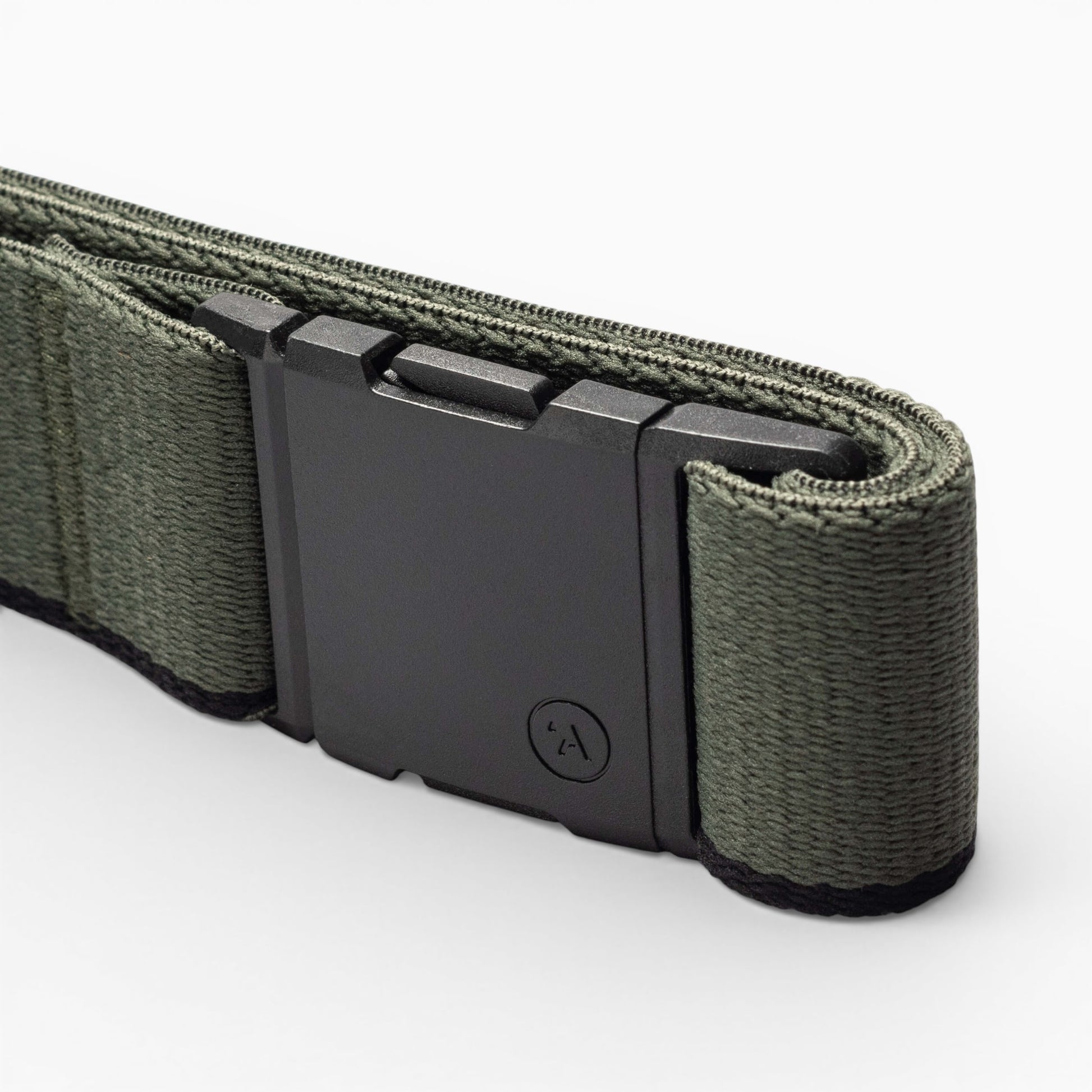 Arcade Blackwood Belt in Ivy Green/Black — buckle, back