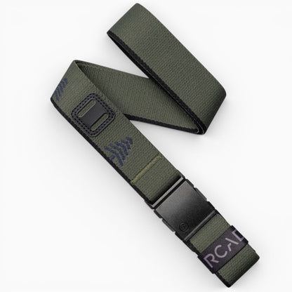 Arcade Blackwood Belt in Ivy Green/Black — full belt with buckle