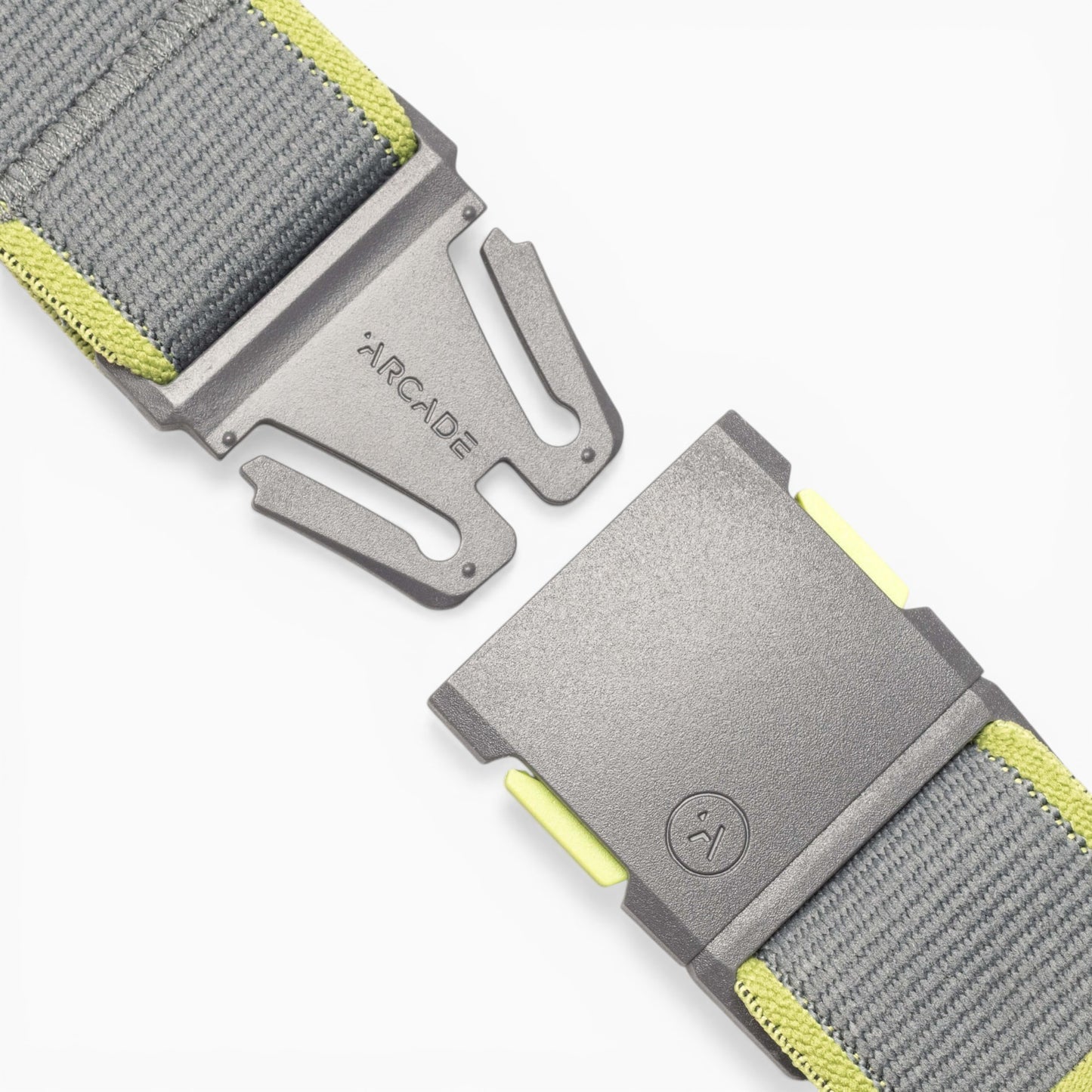 Arcade Carto Belt in Shadow/Clover — buckle, front