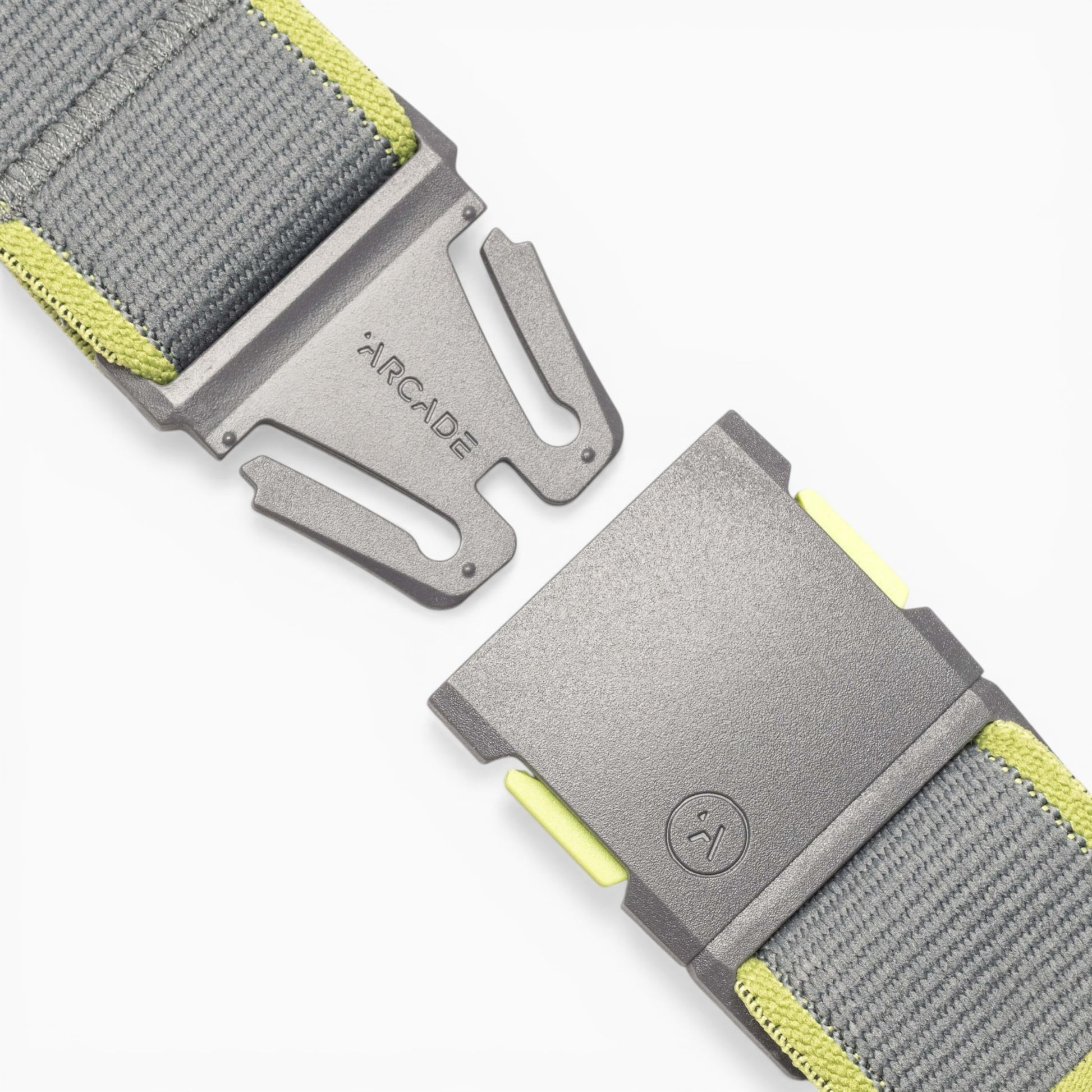 Arcade Carto Belt in Shadow/Clover — buckle, front