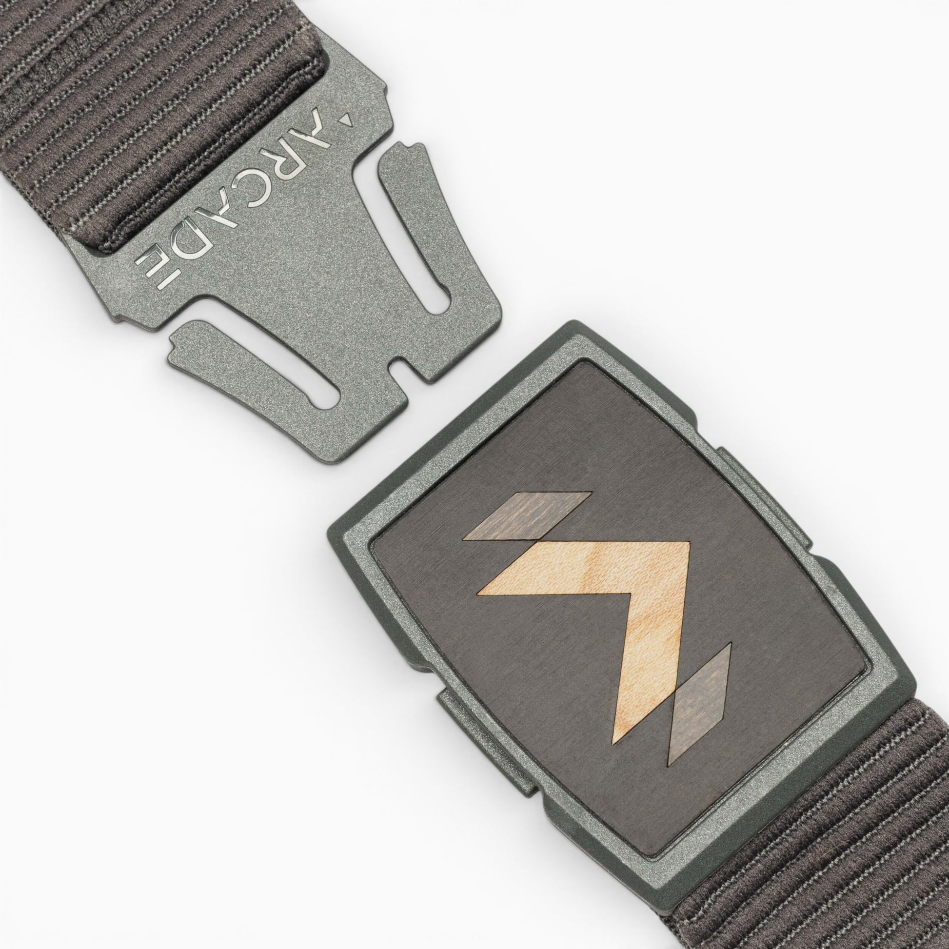 Arcade Carver Belt in Army — buckle, front