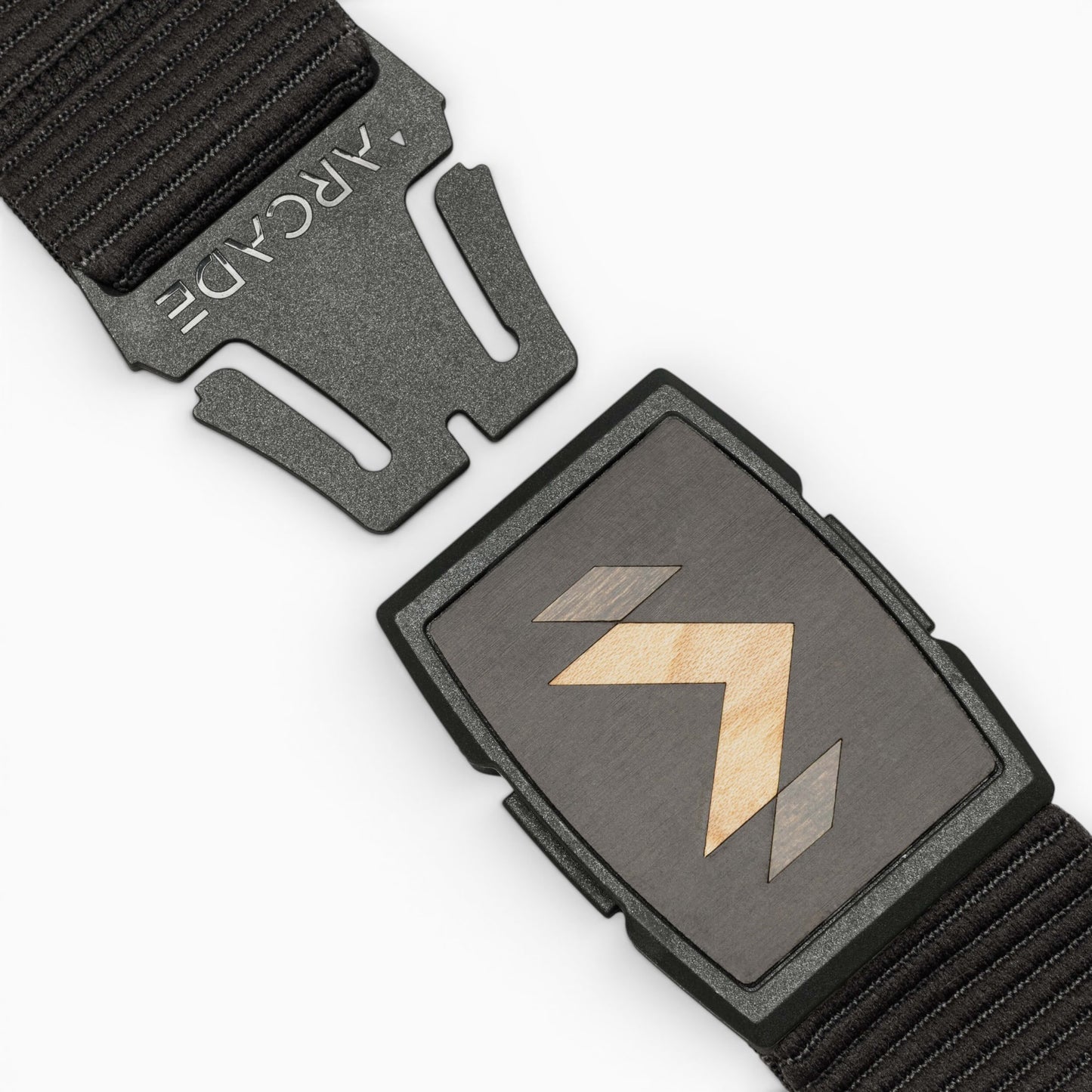 Arcade Carver Belt in Black — buckle, front
