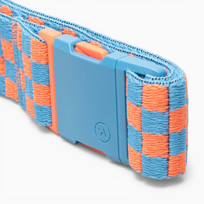 Arcade Check Youth Belt in Tide/Flame — buckle, back