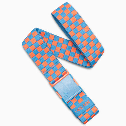 Arcade Check Youth Belt in Tide/Flame — full belt with buckle