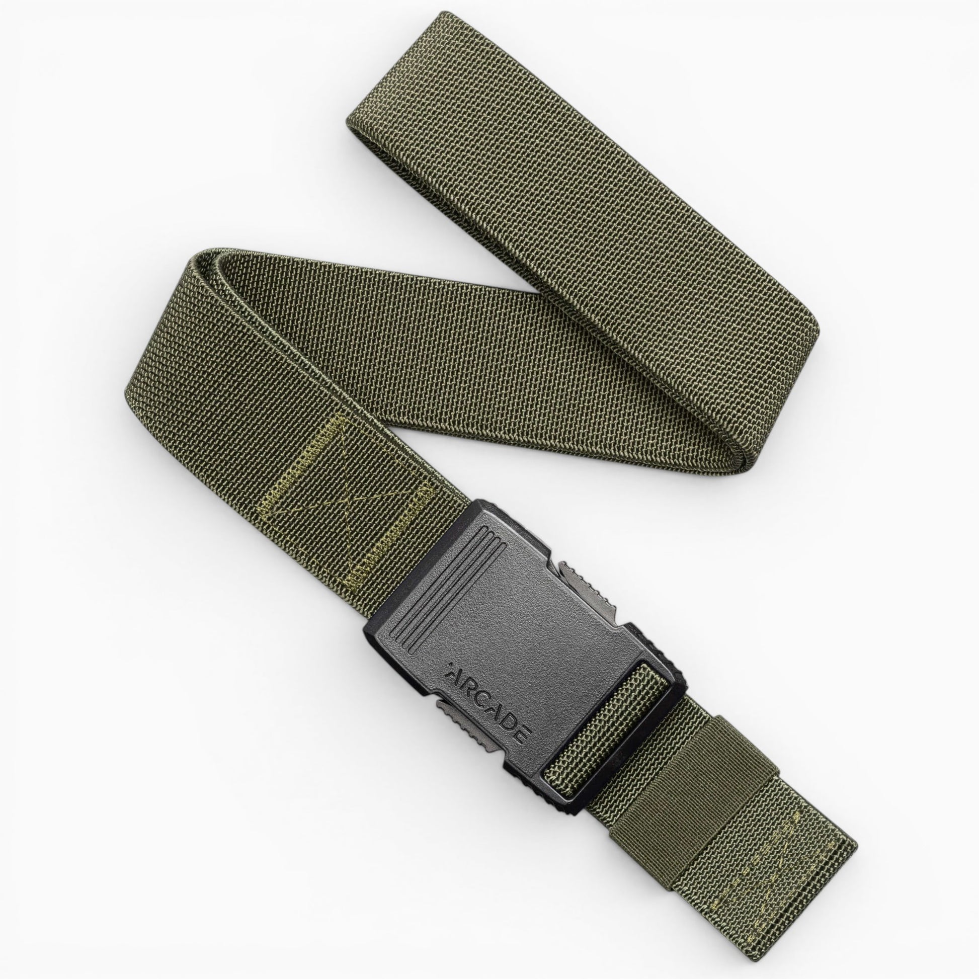 Arcade Hardware Belt in Olive — full belt with buckle
