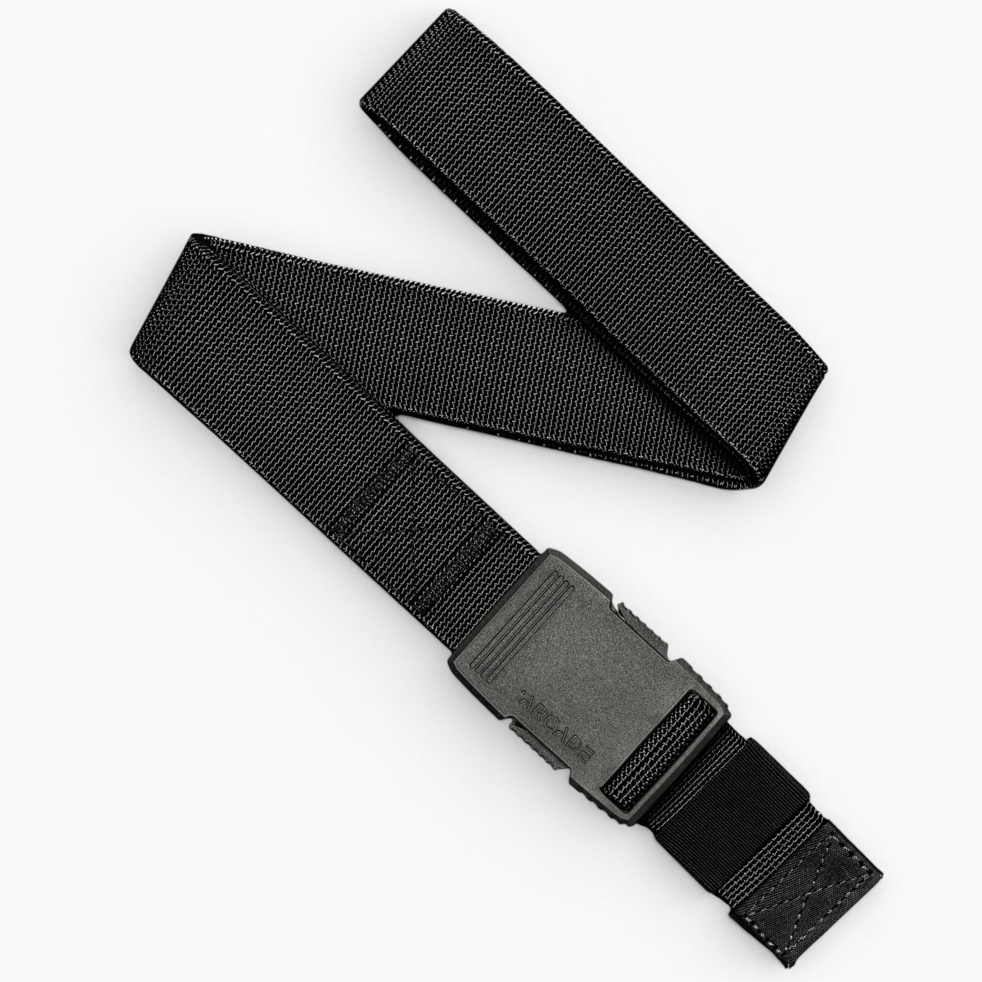 Arcade Hardware Slim Belt in Black — full belt with buckle