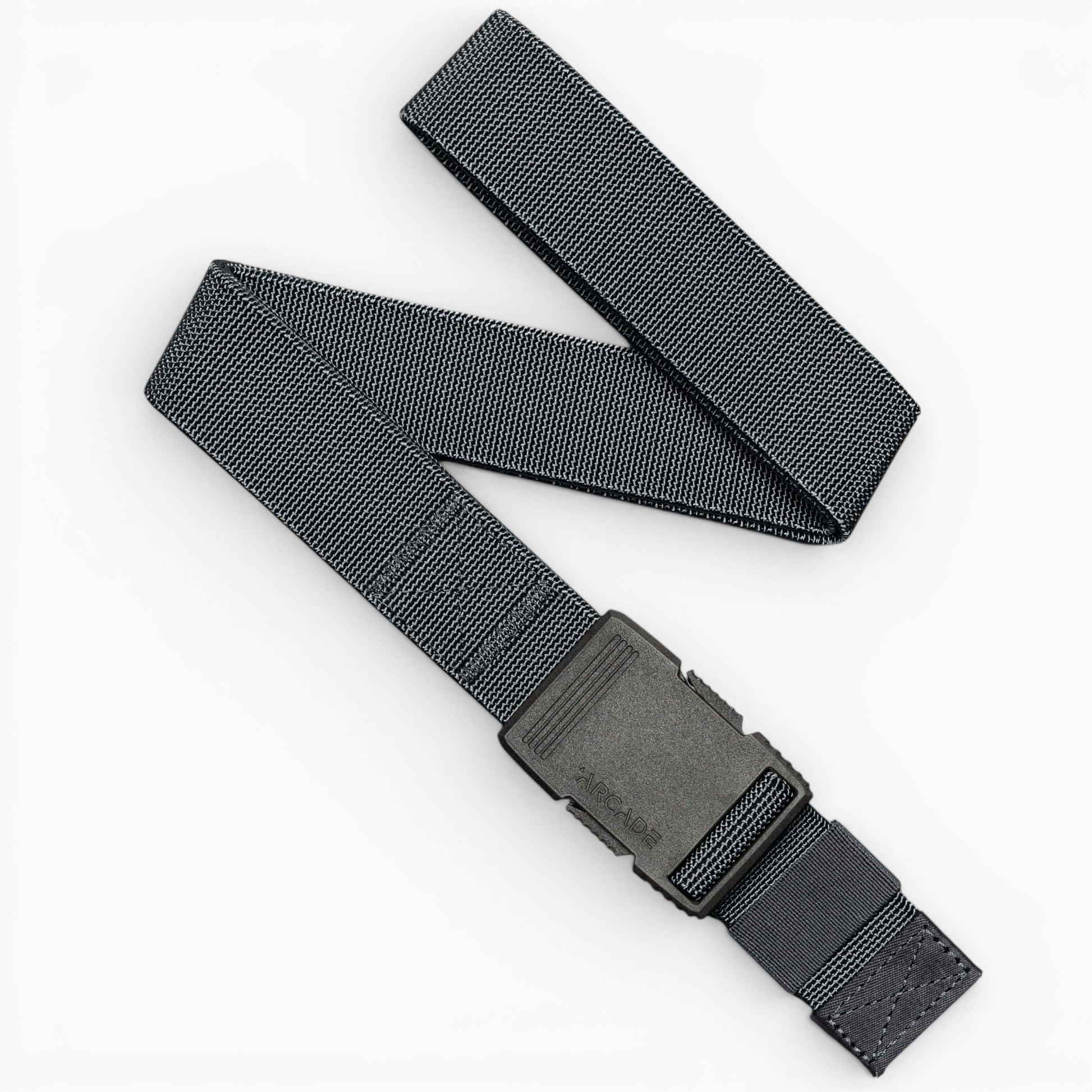 Arcade Hardware Slim Belt in Charcoal — full belt with buckle