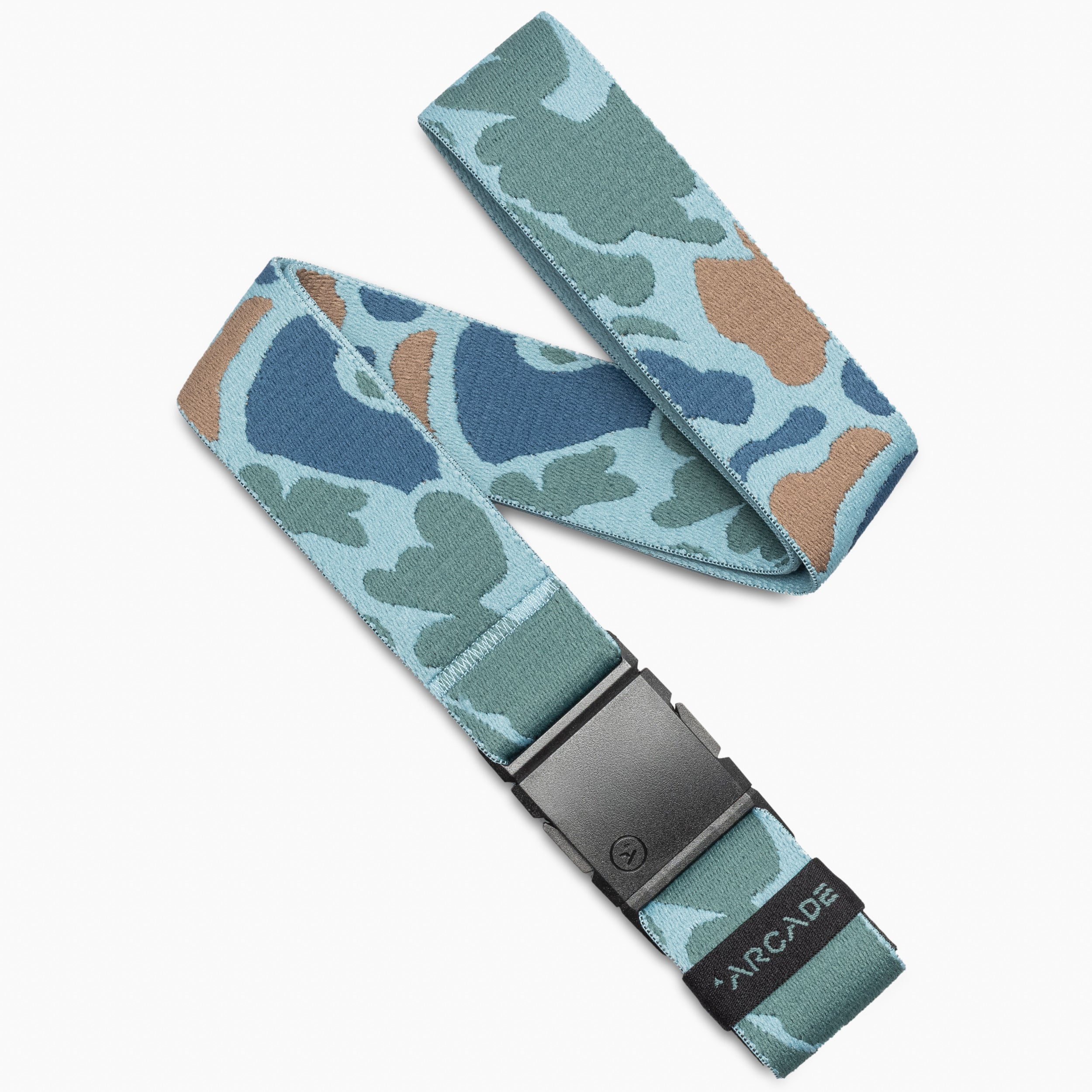 Arcade High Fives Duck Camo Belt in Cove — full belt with buckle