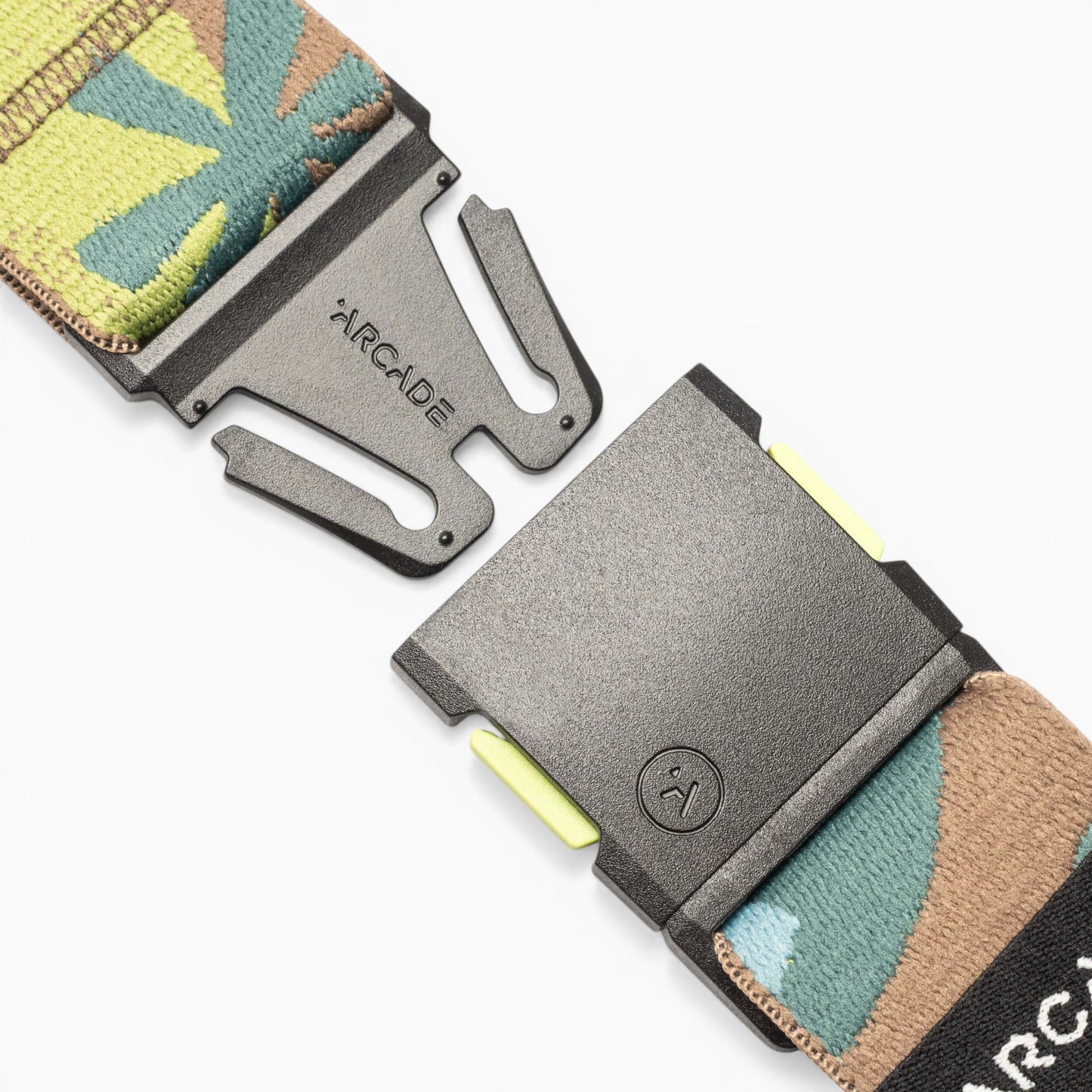 Arcade Inkstorm Belt in Caspian — buckle, front