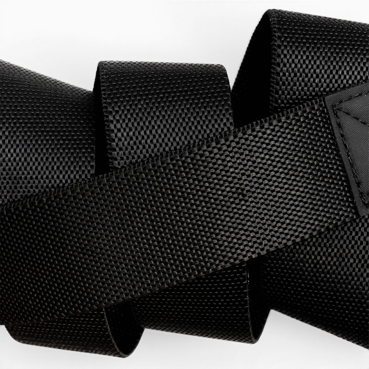 Arcade Motion Belt in Black/Nickel — webbing texture close-up