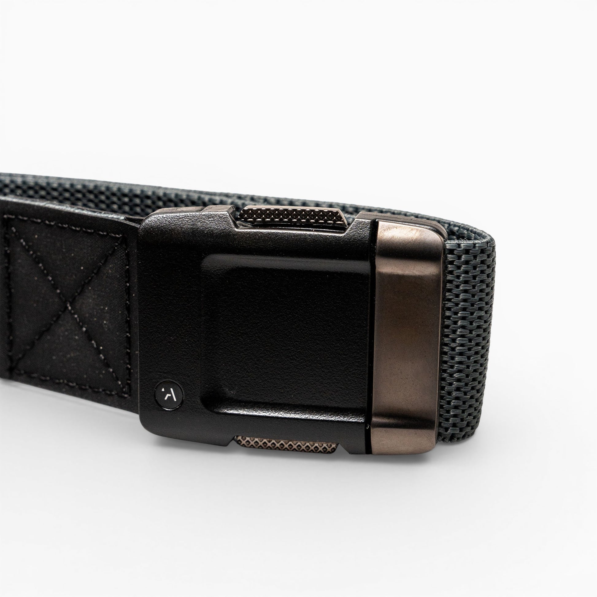 Arcade Motion Belt in Charcoal/Gunmetal — buckle, back