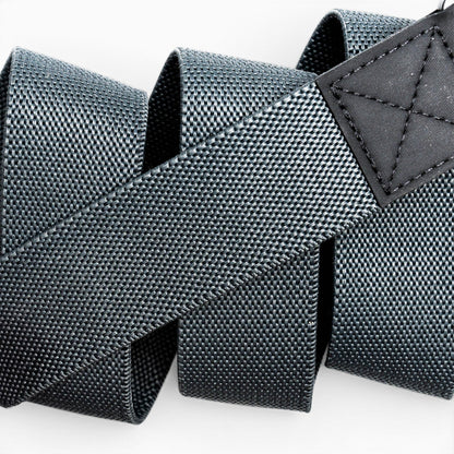 Arcade Motion Belt in Charcoal/Gunmetal — webbing texture close-up