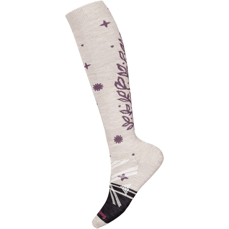 Smartwool Women's Ski Full Cushion Ice Blossom OTC Socks - Moonbeam