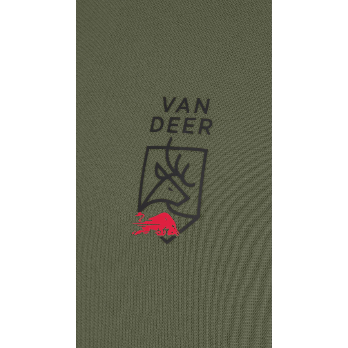VAN DEER Essential T-Shirt in khaki, close-up of the chest print