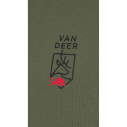 VAN DEER Essential T-Shirt in khaki, close-up of the chest print