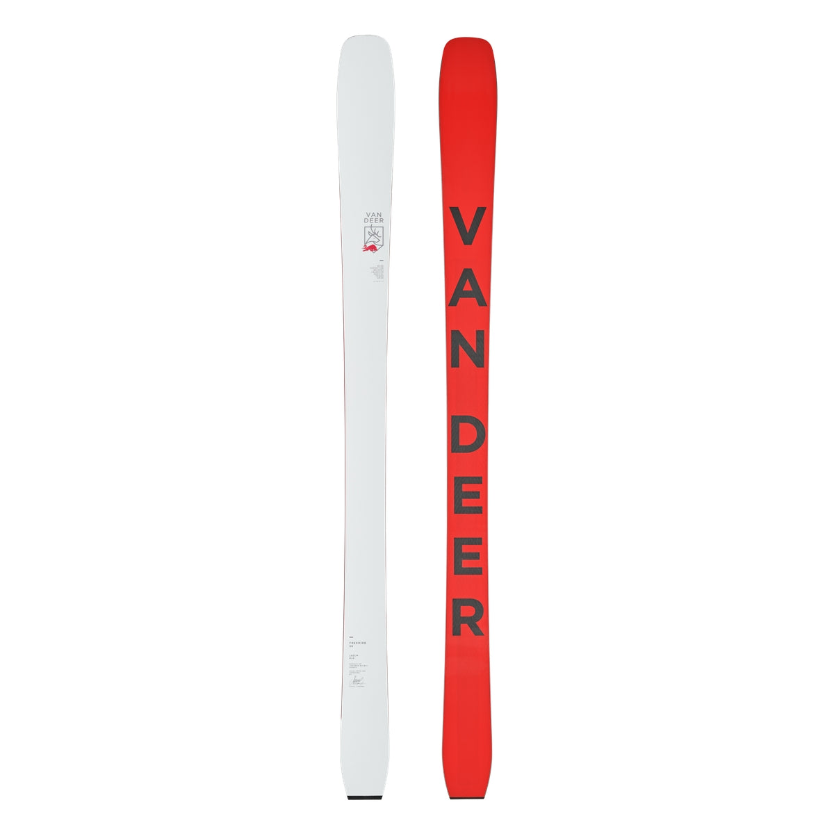 Van Deer Freeride 98 skis 2026/27 in off-white, topsheet and base shown side by side