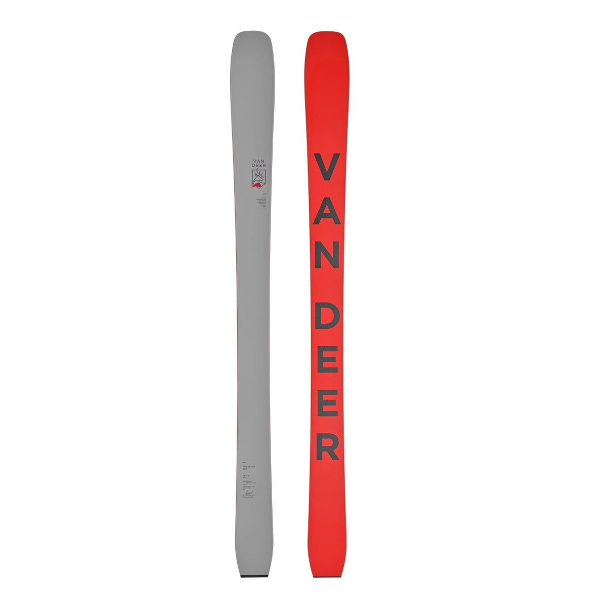 Van Deer Freeride 108 skis 2026/27 in mud brown, topsheet and base shown side by side
