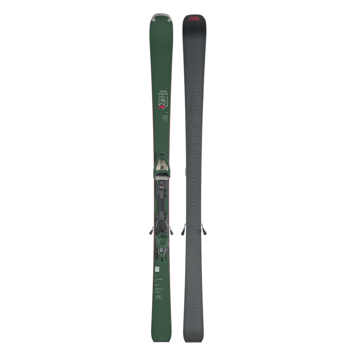 Van Deer H-Power 78 skis 2026/27 in khaki, topsheet and base shown side by side