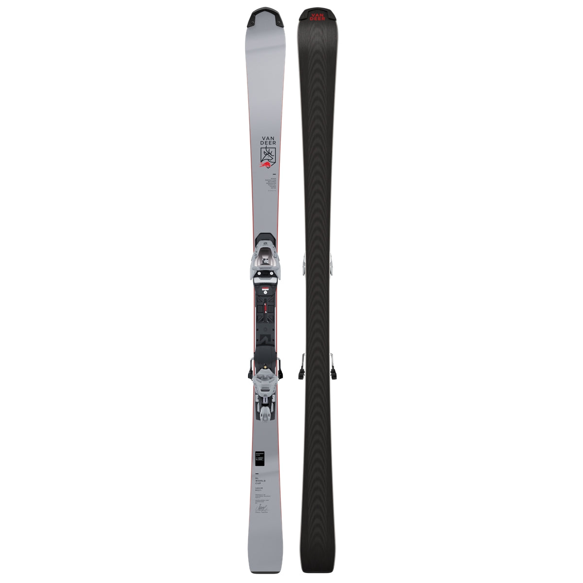 Van Deer SL World Cup slalom race skis 2026/27 in grey, topsheet and base shown side by side