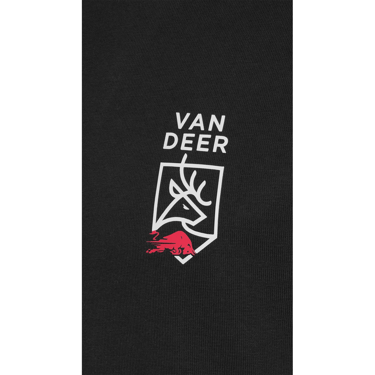 VAN DEER Essential T-Shirt in black, close-up of the chest print
