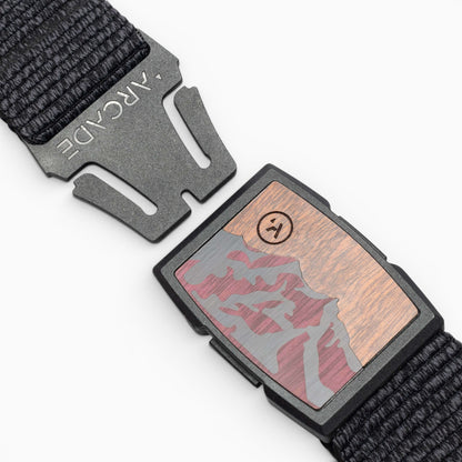 Arcade Woody Belt in Heather Limo — buckle, front