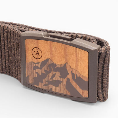Arcade Woody Belt in Heather Walnut — buckle, back