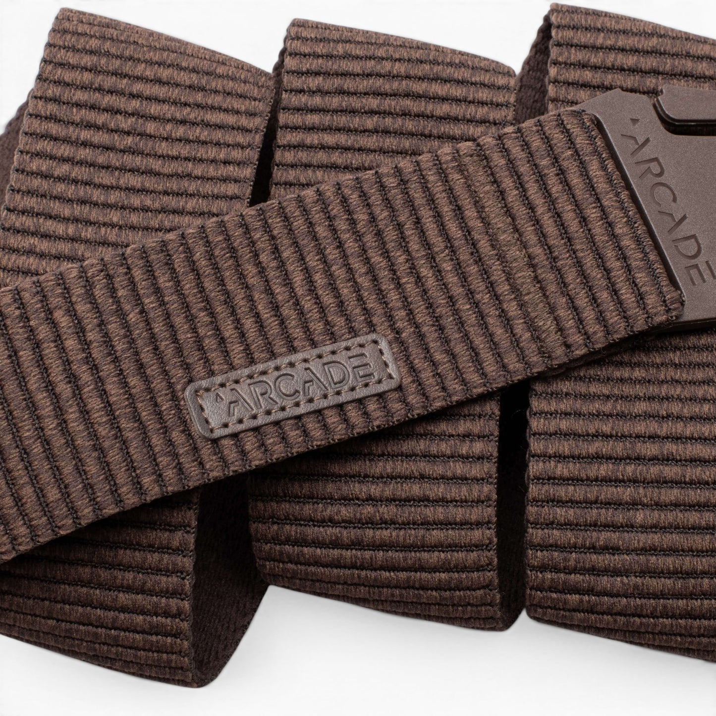 Arcade Woody Belt in Heather Walnut — Arcade logo patch