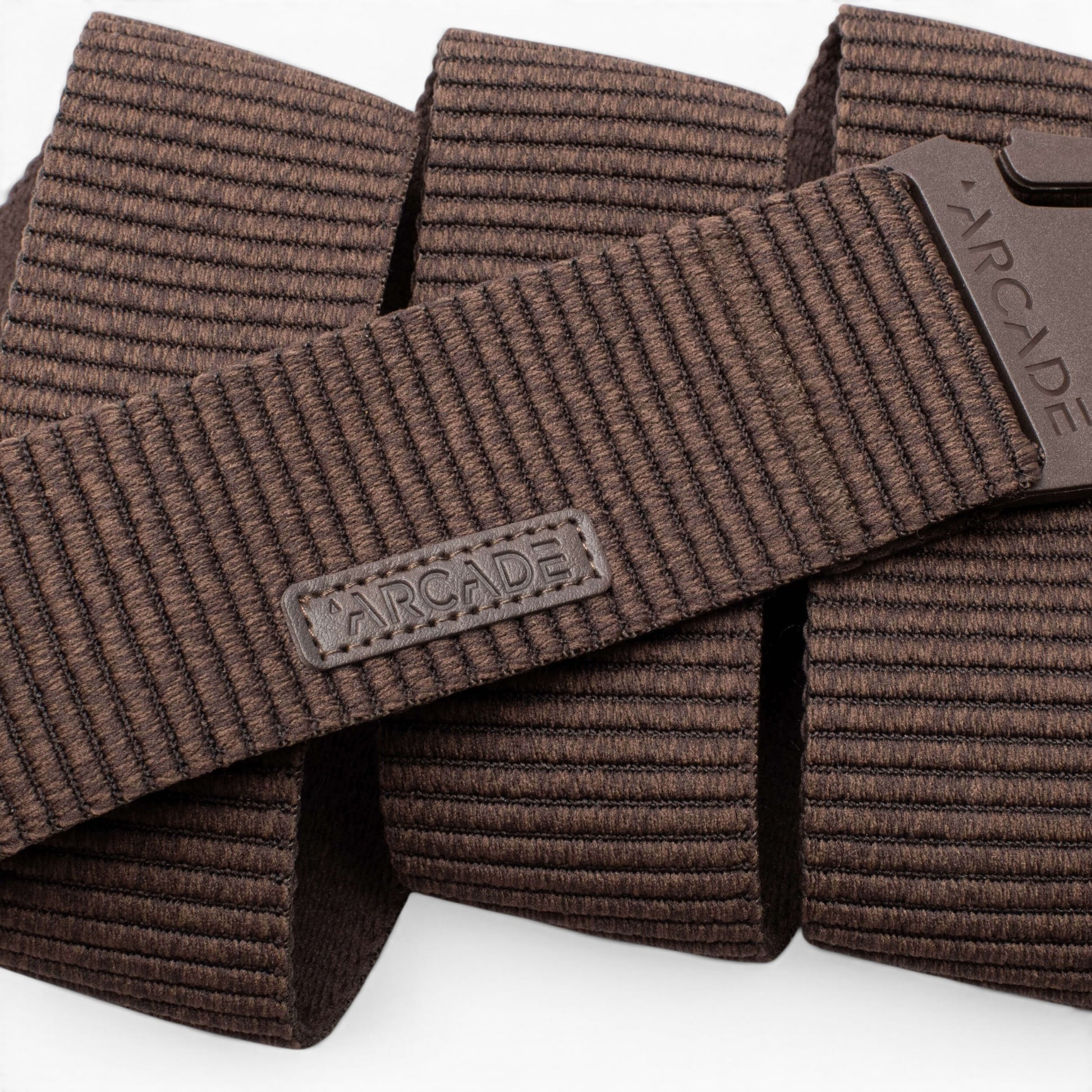 Arcade Woody Belt in Heather Walnut — Arcade logo patch