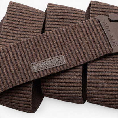 Arcade Woody Belt in Heather Walnut — Arcade logo patch