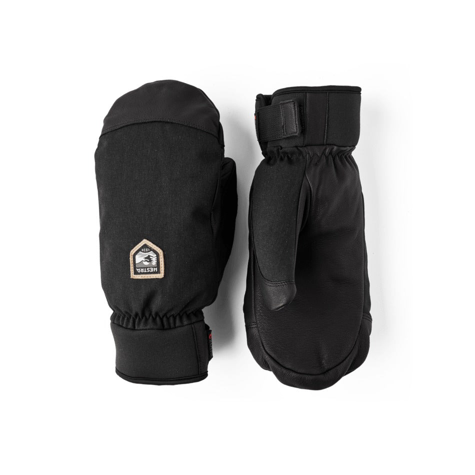 Hestra CZone Alpine Mitt in Black — pair shown, backhand and palm