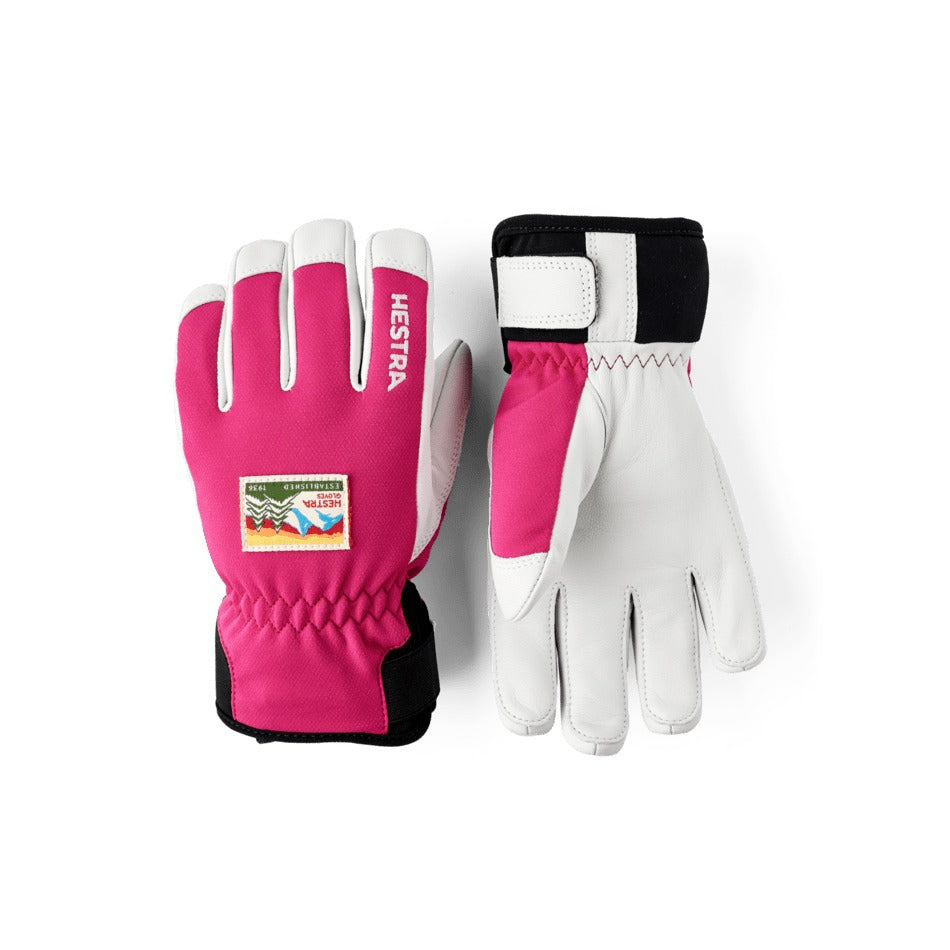 Hestra Patrol Jr in Fuschia — pair shown, backhand and palm