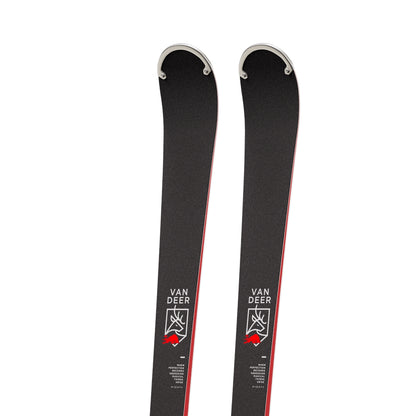 Van Deer H-Power 68 skis 2026/27 in black, close-up of the tips with the Van Deer deer crest on the topsheet