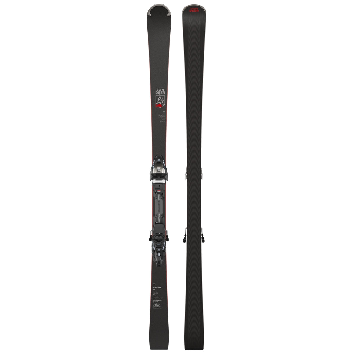 Van Deer H-Power 68 skis 2026/27 in black, topsheet and base shown side by side